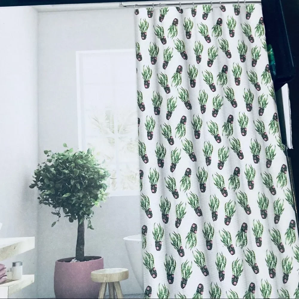 Dracaena Snake Plant Boho Botanical Plants Fabric Shower Curtain